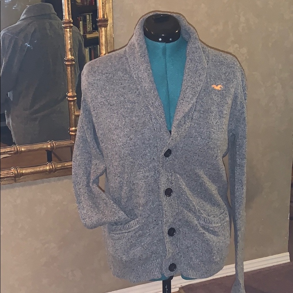Hollister Button Sweater Gray Sz Lg cardigan